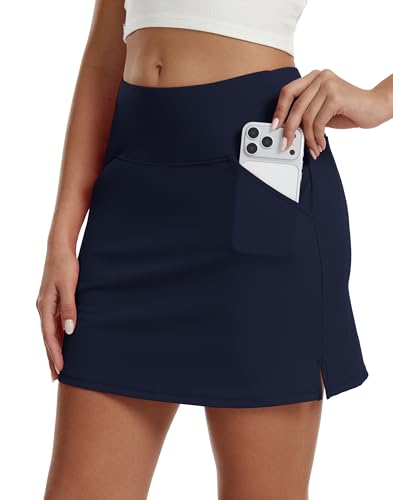 M Moteepi Women'S 17' Golf Skorts Skirts With 4 Pockets High Waisted Athletic Skorts For Women Stretchy Tennis Skirts Navy Blue Xl