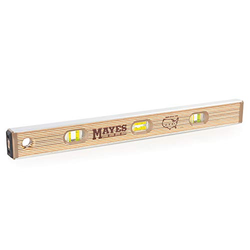MAYES 12264 24" I-Beam Wood Level, Level Tool 24 Inch, Carpenters Level, For Level Tool Set, Carpentry Tools