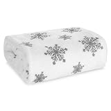 Eurofirany Kuscheldecke Decke 150x200 cm Schneeflocke Weihnachten weiß schwarz Sofadecke Couchdecke Wohnzimmer Deko Dekoration Weihnachtsdeko Weihnachtsmotiv