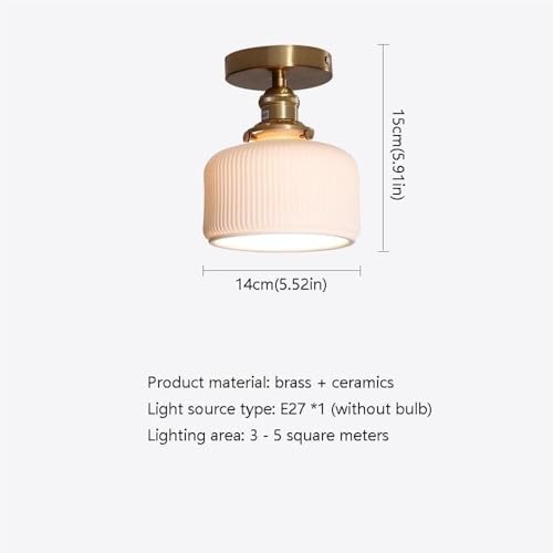Plafonnier en laiton véritable et céramique plissée au design rétro chic - 6