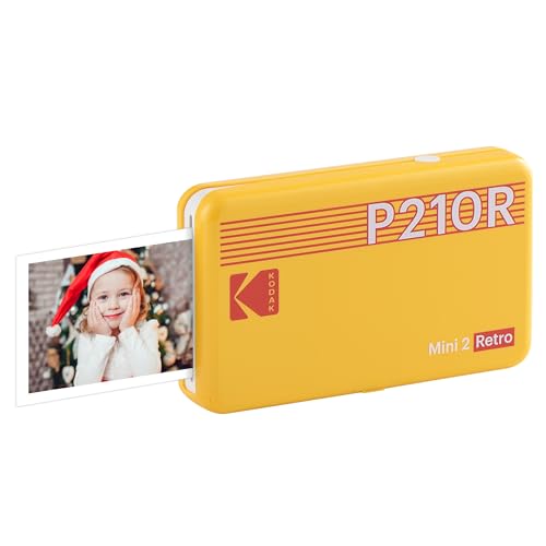 KODAK Mini 2 Retro 4PASS Portable Photo Printer (2.1x3.4 inches) + 8 Sheets, Yellow