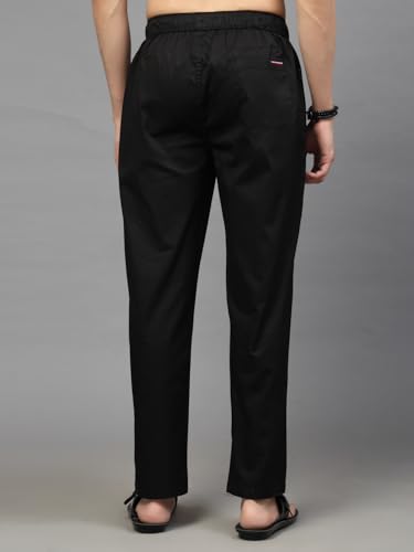 Image of Majestic Man Comfort Fit Solid Cotton Casual Lounge Pyjama with Elastic Waist, Drawstring & Zip Closure