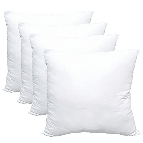 Obruosci Luxury Pillow Inserts, Pack of 4, 18 x 18 inches Hypoallergenic Ultra Soft White Polyester Microfiber Durable Couch Cushion Fillers by Obruosci - Used condition - US$18.04