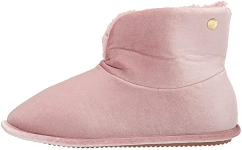 Dearfoams Women's Sara Velour Bootie Slipper, Shiny Pale Mauve, Small | Image 7