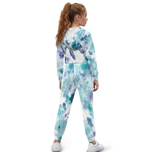 Belidome Girls Fall 2 Piece Outfits Kids Crop Sweat Suit Size 4-13 Sweatpants Sets Long Sleeve Cropped Top and Pant Sets2