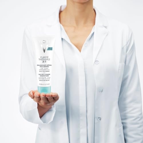 Vichy, Pureté Thermale, Démaquillant Intégral, Utilisation 3-En-1 Lait Lotion et Démaquillant, Nettoie et Purifie, Adapté aux Peaux et Yeux Sensibles, Glycérine, 300 ml