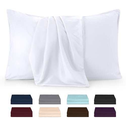 Utopia Bedding - Microfibra cepillada Suave - 100% poliéster - Funda de Almohada de 40 x 80 cm - Juego de 2 - Fundas de Almohada Resistentes al Encogimiento y a la decoloración - Blanco