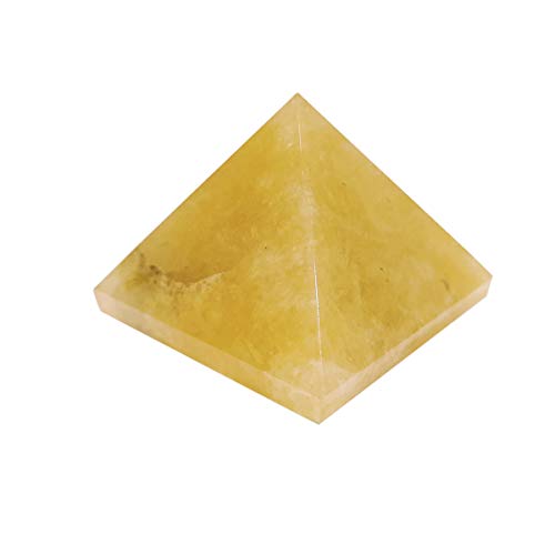 Shubhanjali Yellow Citrine Stone Pyramid for Reiki Healing and Crystal Healing Stone Pyramid 120-150 Gm,Yellow