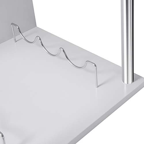 WOLTU S-förmiger Bartisch mit Stauraum, Stehtisch mit Weinregale, Bistrotisch aus Metall & Holz, Bartheke Tresentisch für Küche Bar Wohnzimmer, 113 x 40 x 105cm, Weiß