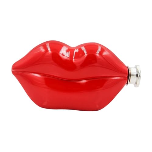 Zynphancer リップスフラスコ 5オンス 赤 6.5 x 12.5 x 3.8 cm ? ステンレススチール製 軽量設計 漏れ防止キャップ付き アウトドア キャンプ ハイキング BBQ 旅行用 (レッド)