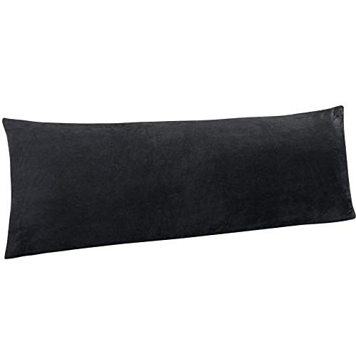 Image of NTBAY 1 Pack Zippered Velvet Body Pillow Cover, Super Soft and Cozy Luxury Fuzzy Flannel 20x54 Long Pillowcase with Zipper, 20x54 Inches, Charcoal Grey