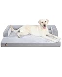 KSIIA Washable XXL Dog Bed for Extra Large Dog U-Shaped Bolster Pet Couch with Removable Waterproof Cover, Non-Slip Bottom and Egg-Crate Orthopedic Foam Pet Bed, 53 x 36 Inch, Gray