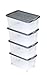 Unimet 4er Set Eurobox mit Deckel und Rollen 60 x 40 x 33 cm stahlgrau Griffe Silber MI 4 günstig Kaufen-Unimet 4er Set Eurobox mit Deckel und Rollen 60 x 40 x 33 cm stahlgrau Griffe Silber