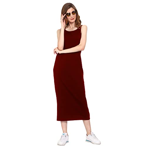 Image of ROARERS Women Maxi Length Sleeveless Cotton Black Dress