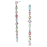 SWAROVSKI Gema Drop Earrings, Multicolored Crystals on a Rhodium Finish Metal Setting, Part of the Swarovski Gema Collection