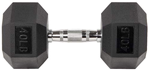 Signature Fitness Rubber Encased Hex Dumbbell, 40Lb Pair #TOP3