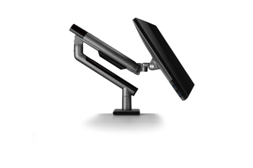 POUT E12 Ultrawide Monitor Arm Mount – Adjustable Full Motion Desk Stand for 17’’-32’’ Displays, Supports 4-22lbs, VESA 75x75mm & 100x100mm (Grey/Black)