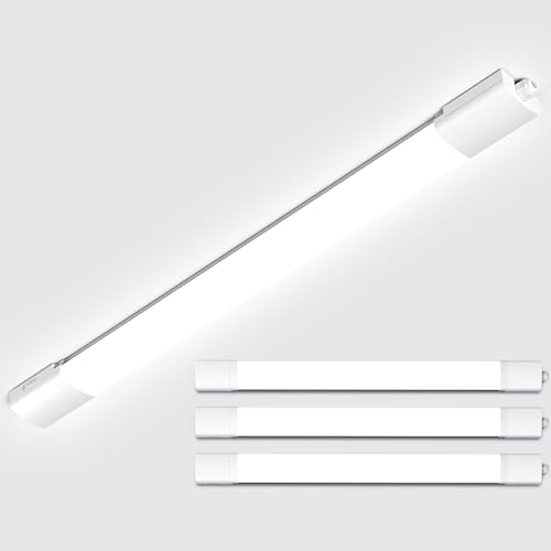 Amdelne 5ft LED Batten Lights 3 Pack, 6000K Daylight Plug in Ceiling Light, IP65 Outdoor Lighting, Linkable Tube Lights for Garage, Shed, Loft, Office, School, Store, Workshop, Warehouse, 45w 150cm