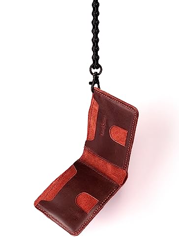 Trip Machine Company Rodeo Motorcycle Genuine Leather Chain Wallet for Men (Cherry Red)2