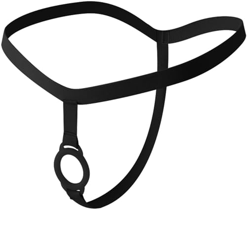 Men's Silicone Ring Thong Underwear - Sexy G-String with Cock Ring - Elastic Strap Bondage Underpant