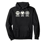 peace love and vinyl simple basic giradischi grafica felpa con cappuccio