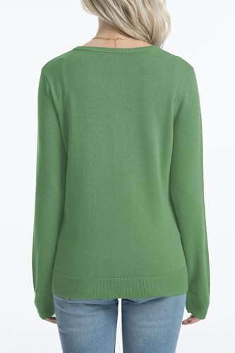 Image of QUALFORT Women's 100% Cotton Lightweight Cardigans Long Sleeve Knitted Button Down Sweater