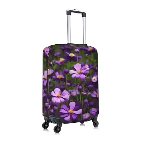 Housse de protection valise extensible XL blanche bagage fleurs violettes