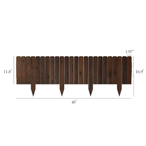 3PACK, 12FT Total Length Wood Garden Edging Border Wooden Garden Fence No Dig Landscape Edging Decorative Flower Bed Border Courtyards Planting Tree Fence Patio Path Edging -11.8