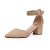 Bernal Closed Toe Pumps Dress D’Orsay Shoes for Women Pointed Toe Low Chunky Heels with Ankle Strap Buckle-2.25 Inch
