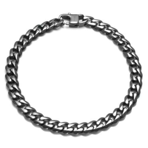 TruTi Gunmetal Grey Titanium 7MM Curb Link Bracelet