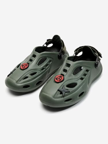 Image of The Souled Store Hydros: Men Clogs | Lightweight EVA Slip-on Sandals for Men with Adjustable Velcro Strap, Removable Laces & Detachable Naruto Silicone Charms
