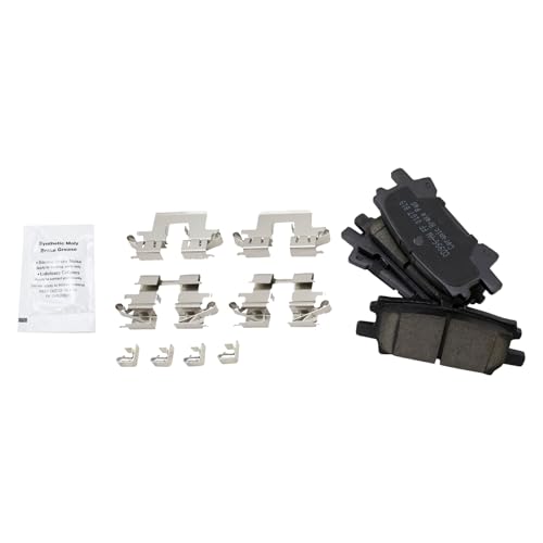Image of TRQ Performance Rear Brake Pad and Rotor Set Ceramic Slotted Drilled Coated Calipers Compatible with 2004-2007 Toyota Highlander with All Wheel Drive