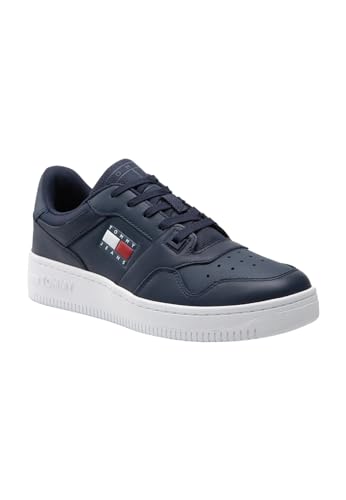 Tommy Jeans Herren Cupsole Sneaker Retro Basket Schuhe, Blau (Twilight...