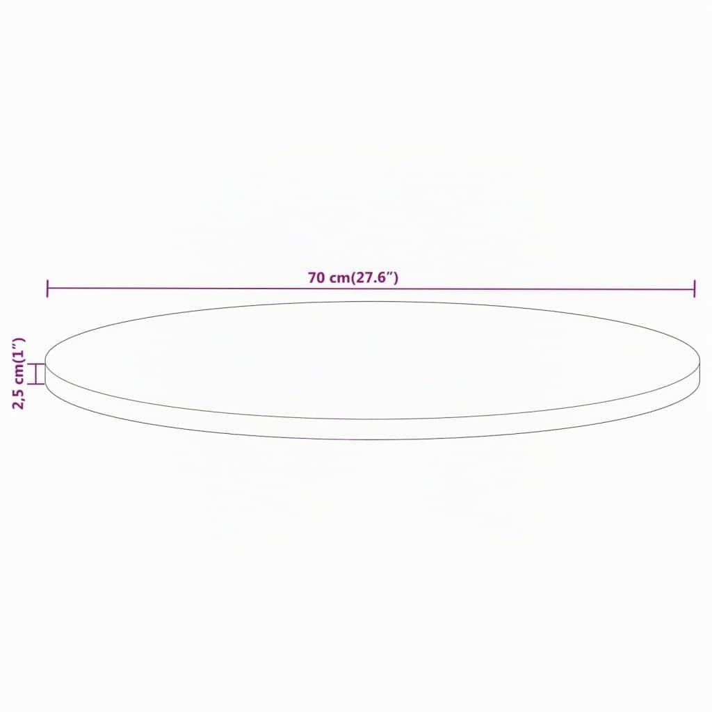 vidaXL Dessus de Table Ø 70x2,5 cm Rond Bois Massif de récupération