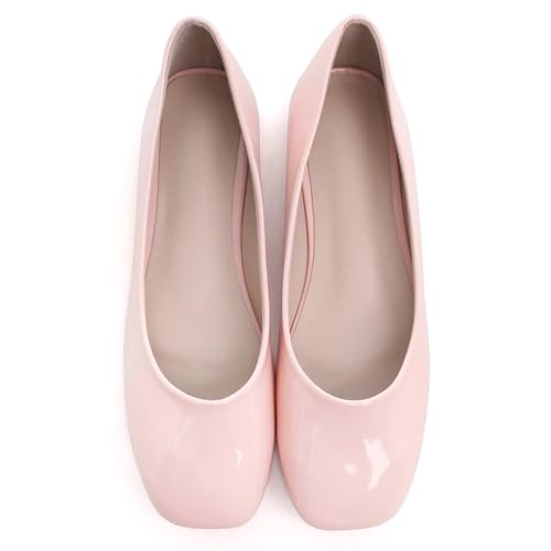 Image of ChaiRong Zhou Women Square Toe Ballets Flats Comfort Slip On Walking Shoes for Driving