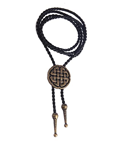 Image of GelConnie Bolo Ties for Men Women Western Cowboy Tie Mens Western Necklace Leather Necktie Gold Bolero Tie Cowboy Necklace