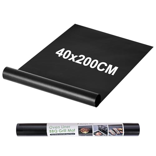 Extra Grande BBQ Grill Mat 40x200cm - de Gran Tamaño, Recortable, de Teflón, Antiadherente, Reutilizable, para Parrilla de Gas y Carbón - Accesorios Esenciales para Barbacoa