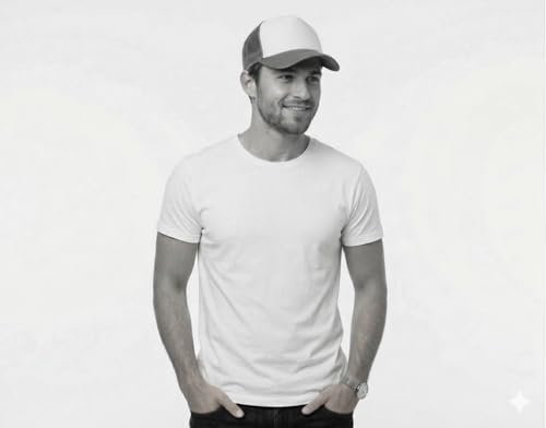 Image of NYFASHION101 Plain Mesh Trucker Hat - Breathable 6-Panel Daily Snapback Cap, Customizable Ideal for DIY Embroidery & Patches