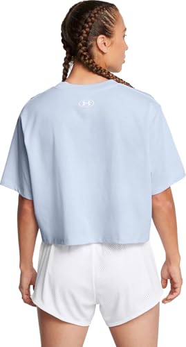 Image of Under Armour 1386846-464-LG UA W Boxy Crop Branded SS Nimbus Blue LG