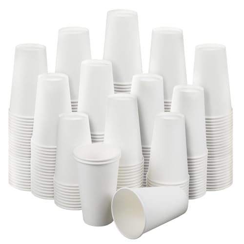 RAZCC 16 oz Paper Cups 300 Pack 16oz Disposable Paper Coffee Cups Coffee Cups 16 oz for Cold and Hot Drinks White Paper Drinking Cups for Parties Picnic Cafes Bistros and Events