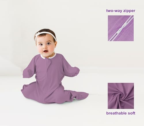 Image of bebon Transition Swaddle - Baby Wearable Blanket - Cozy Sleep Sack, Wrap | with 2-Way Zipper (Lavender Bliss, Small 4-8 Month)