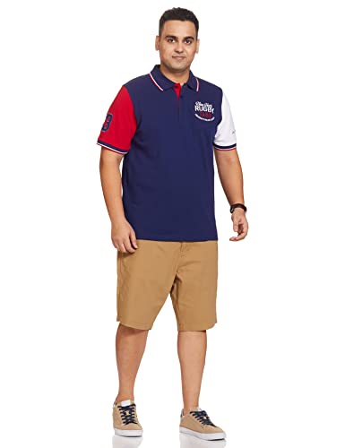 Image of Deniklo Men's Cotton Rich Half Sleeve Regular Fit Color Block Polo T-Shirt (Available in Plus Size)