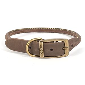 Ancol Timberwolf Leather Round Collar Sable 39-48cm Size 5 (M)