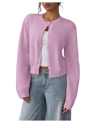 Image of SOLY HUX Women's Button Down Cropped Lightweight Cardigan Sweater Cute Fall Fashion 2026