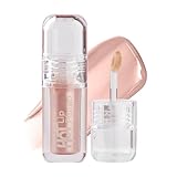 MCoBeauty Hot Lip Plump Gloss Disco - Shimmer Nude Plumping Lip Gloss with Vitamin E for Moisturizing Shine - Wet Look Glossy Finish, Tapered Tip Applicator - Vegan Cruelty Free Lip Makeup - 10ml