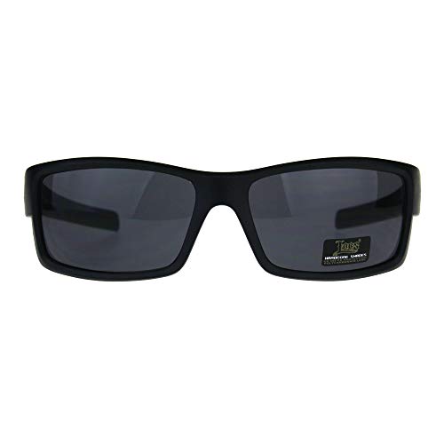 Mens Locs Sunglasses Matte Black Rectangular Wrap Around Frame UV 4002