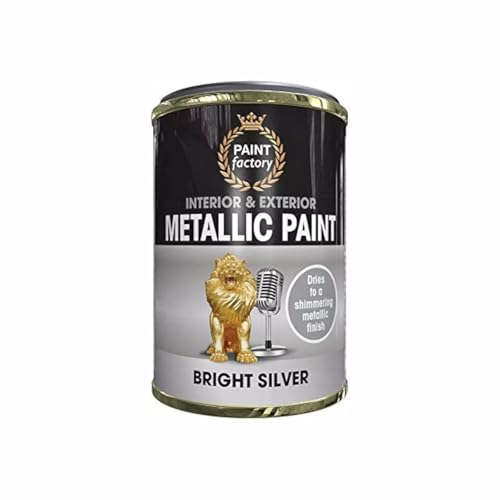 PNJB Bright Silver Metallic Paint, Interior & Exterior, Ideal On Metal, Quick Drying, Wood And Concrete, Protective Coating, Longlasting, 300ml (1PCS)