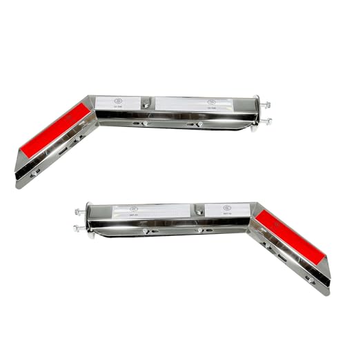 Image of Pair 30.25'' Chrome Heavy Duty 2.5 inch Bolt Spring Loaded Angled Mud Flap Hanger with Conspicuity Tape RH & LH for Semi Truck