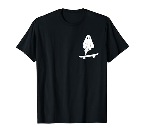 Ghost Skateboard Lazy Halloween Costume Funny Skateboarding T-Shirt