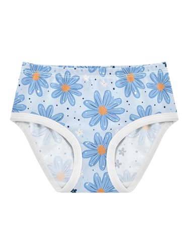ZZKKO White Blue Daisy Flower Girls Underwear Toddler Panties for Girls Comfort Brief Size 2T